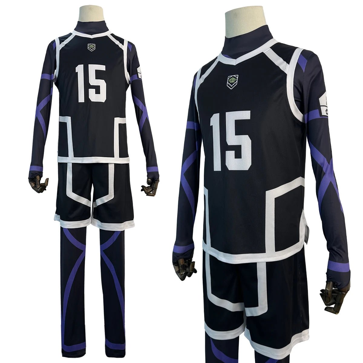Blue Lock Saison 2 Anime Isagi Cosplay Kostüm Perücke NO.15 Trainingsjersey 4-teilig Fußballuniform Tägliche Trage Cos Geschenk