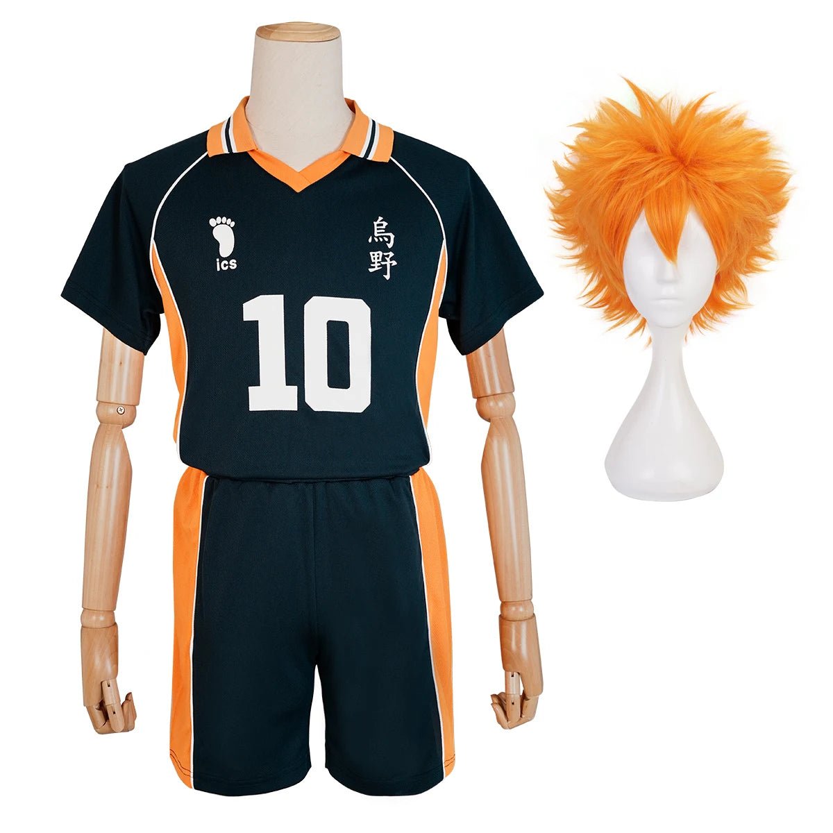 Haikyuu!! Hinata Shouyou Cosplay Kostüm Perücke Trikot Nr.10 KARASUNO High School Volleyball Uniform Top Shorts Alltagstragen