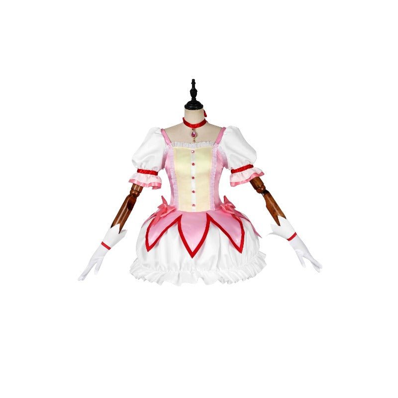 Puella Magi Madoka Kaname Matte Satin Maßgeschneidertes Cosplay Kostüm für Halloween