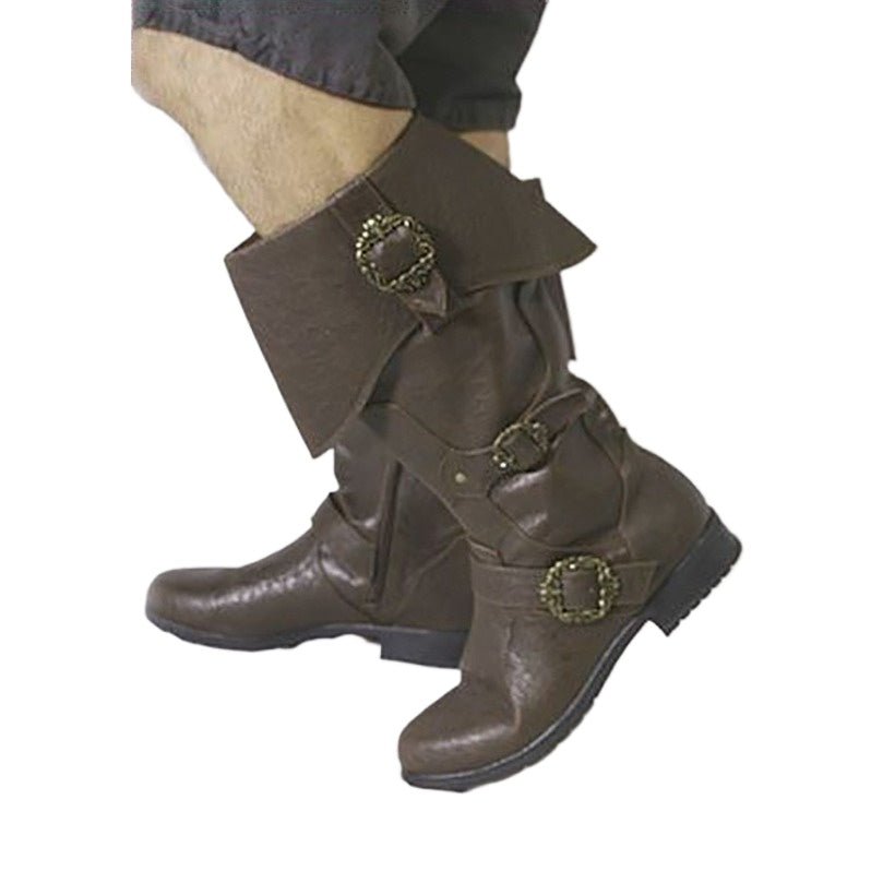 Renaissance Ritter Stiefel Langer Schaft PU Leder Mittelalter Schuhe Cosplay Wikinger Pirat Schneestiefel für Karneval