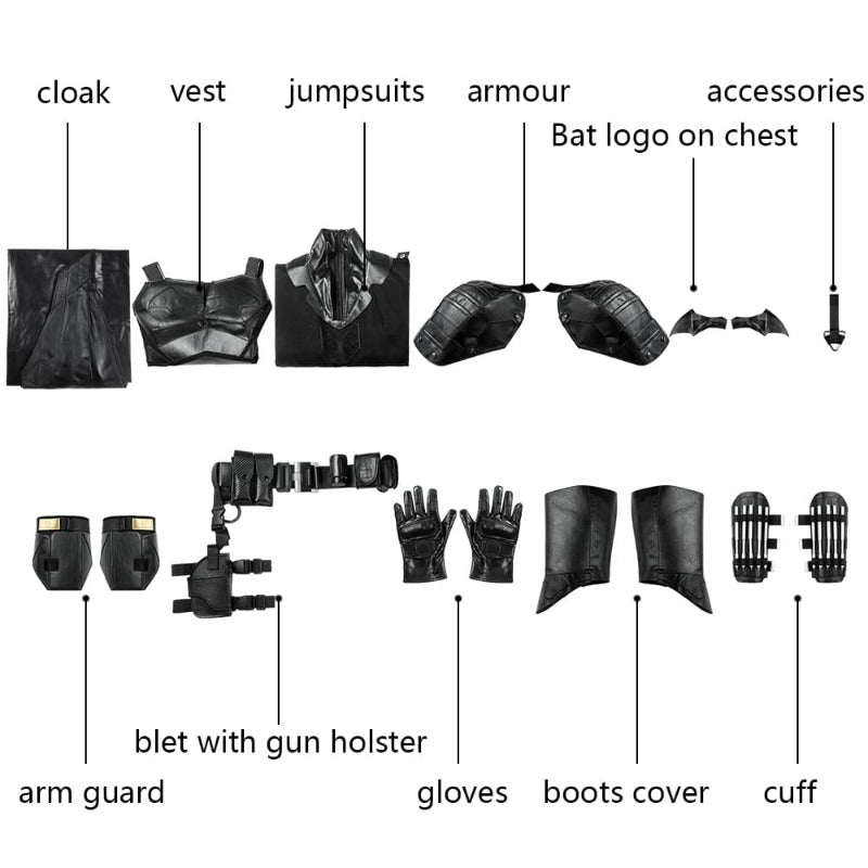 The Batman Filmversion PU Leder Cosplay Kostüm für Halloween & Partys