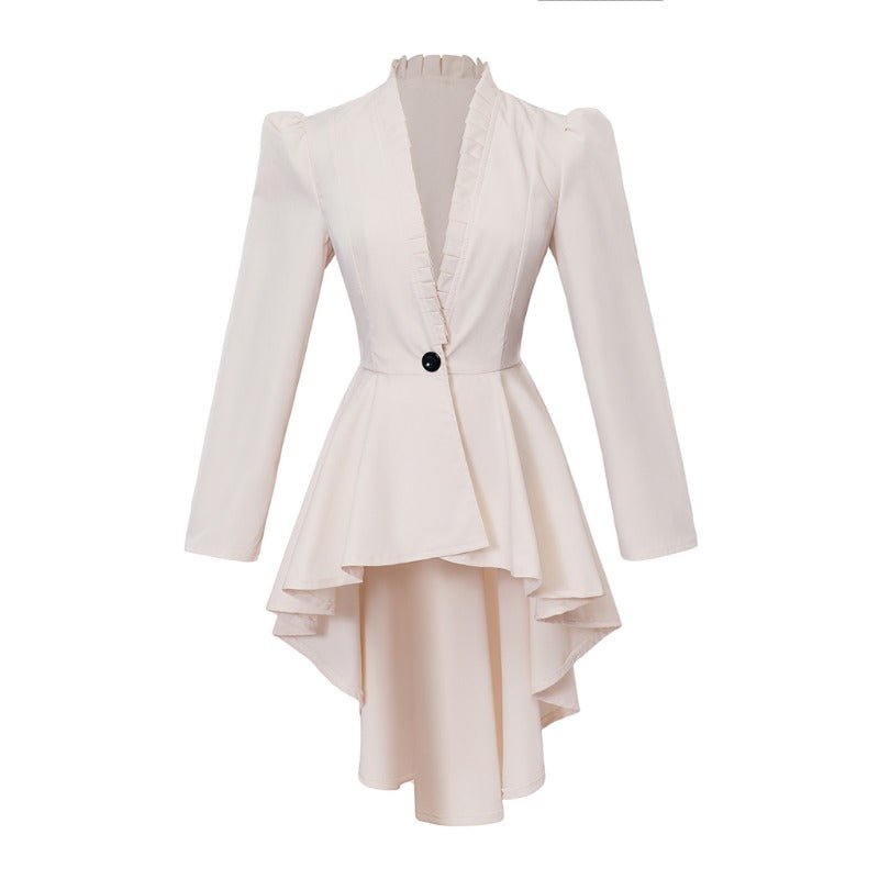 Vintage Gotisches High-Low Cocktailkleid – Damen Mittelalter Cosplay Langarm Bodycon Kostüm