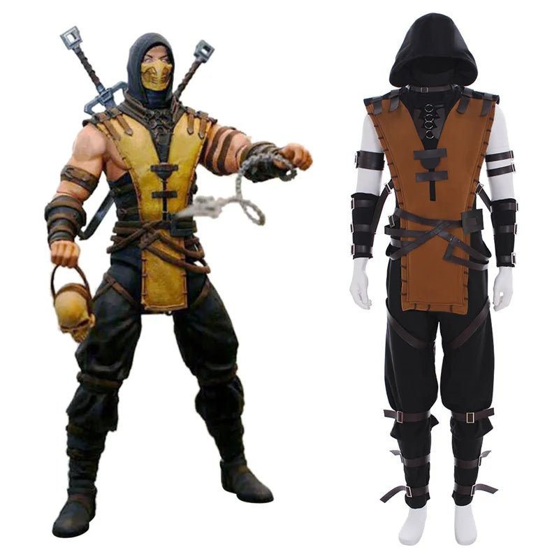 Skorpion Cosplay Kostüm für Erwachsene - Mortal Kombat Halloween Vollständiges Outfit