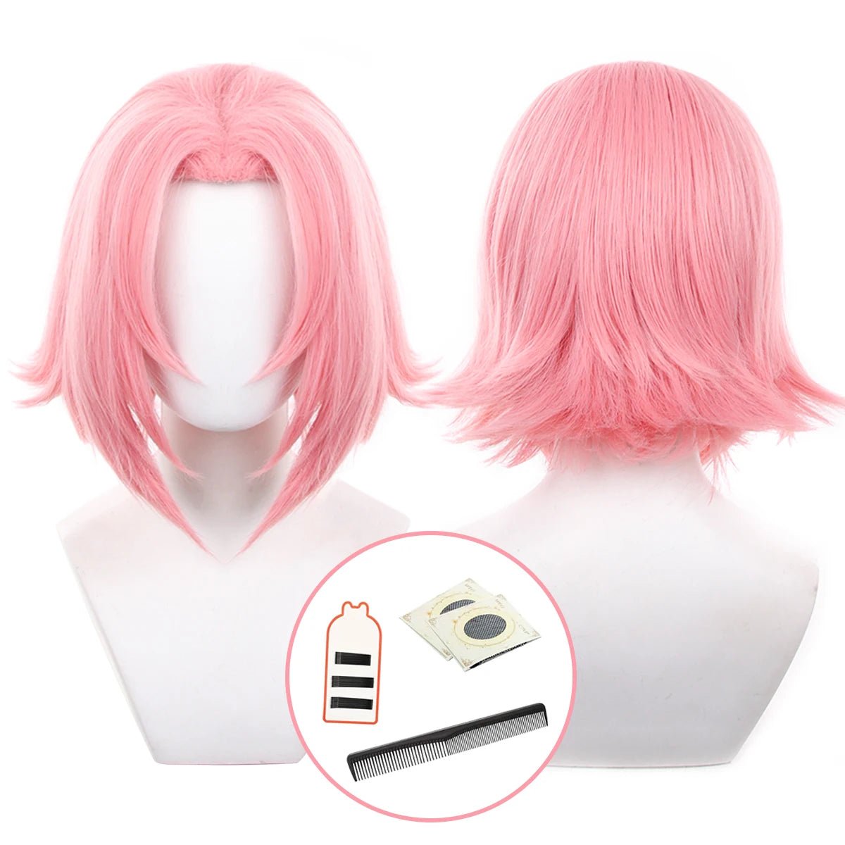 Anime Haruno Sakura Cosplay Perücke Rose Netz Synthetische Faser Größenverstellbar Hitzebeständig