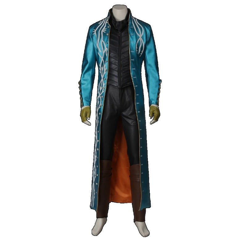 Devil May Cry 3 Vergil Cosplay Leder Trenchcoat Halloween Karneval Kostüm