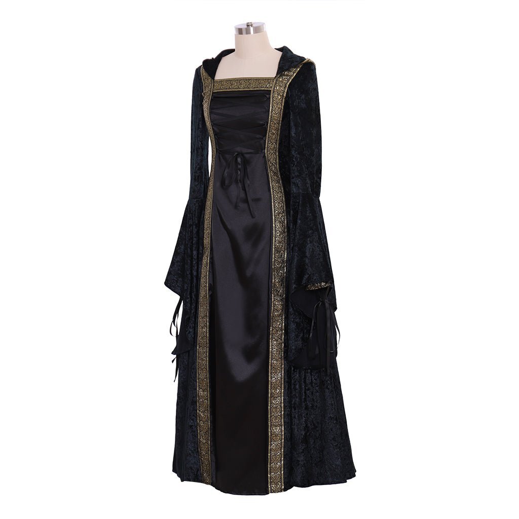Mittelalter Renaissance Schwarzes Samt Ballkleid Maßgeschneidertes Cosplay Kostüm