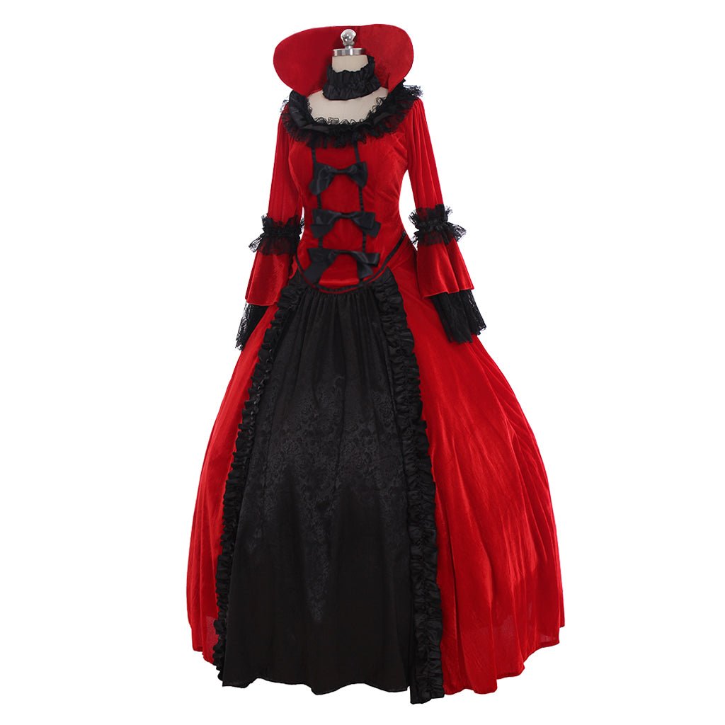 Retro Blumenmuster Frauenkleider Herbst Winter Gothic Kleider Partykleid Weite Ärmel Quadratischer Ausschnitt Schwungvolles Langes Kleid