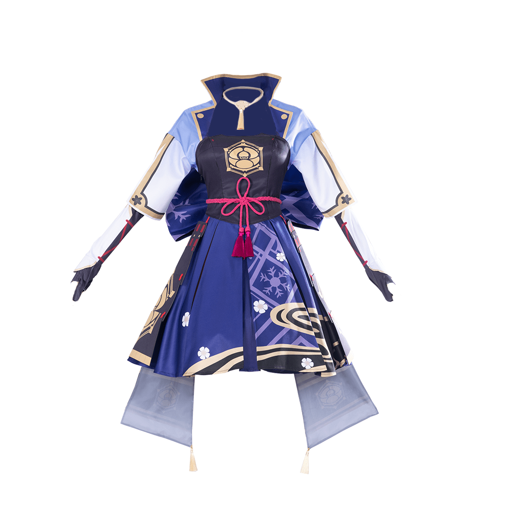 Kamisato Ayaka Cosplay Kostüm für Damen Genshin Impact Langarm Kleid Komplettset Halloween