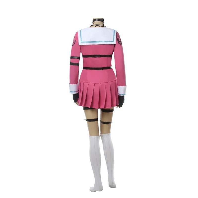 Spiel Danganronpa Miu Iruma Cosplay Kostüm Frauen Rosa Schuluniform Halloween Oberteil Rock Schleife Vollständiges Set