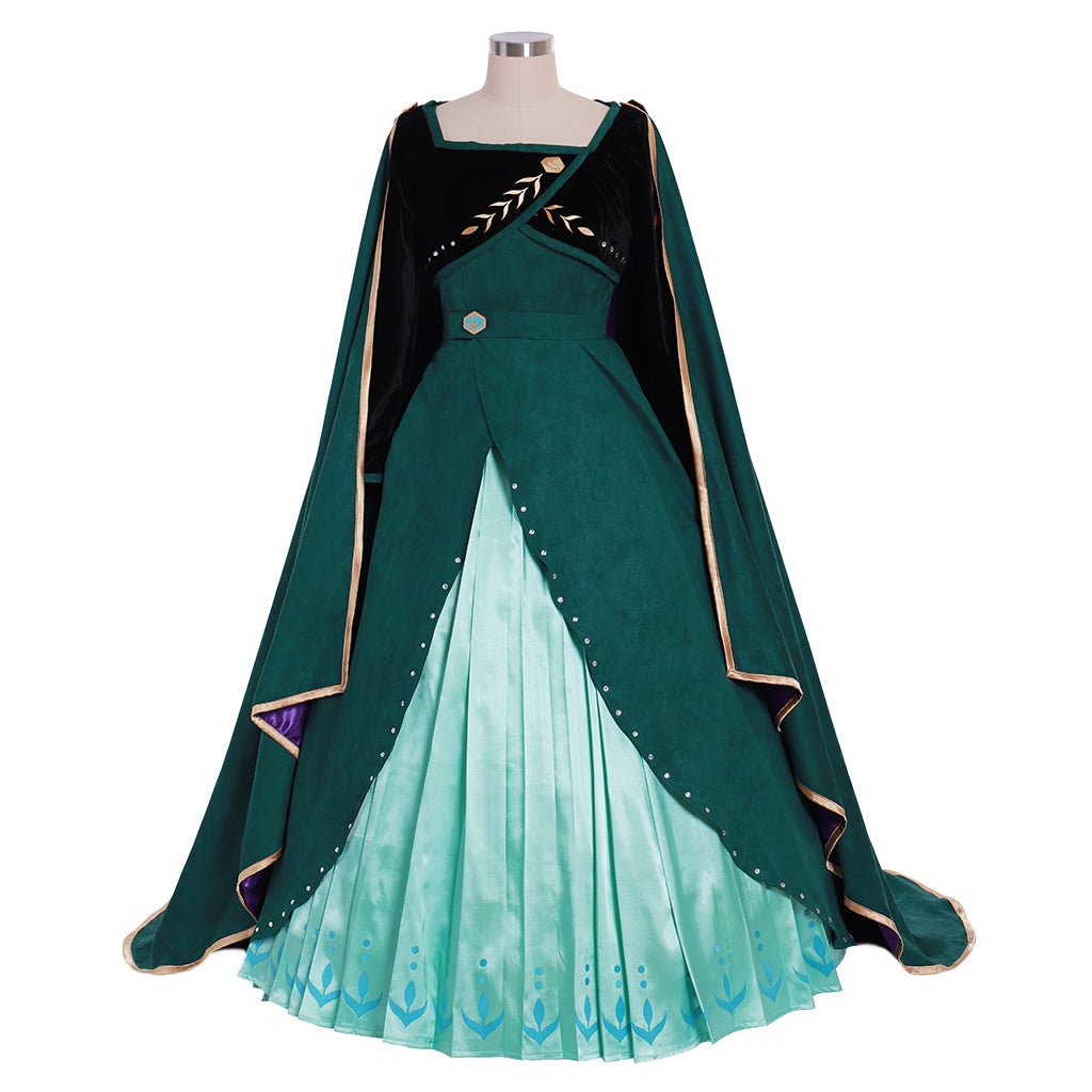 Neue Vision Frozen 2 Königin Anna Dunkelgrünes Kleid Cosplay Kostüm | Erwachsene Disney Prinzessin Outfit