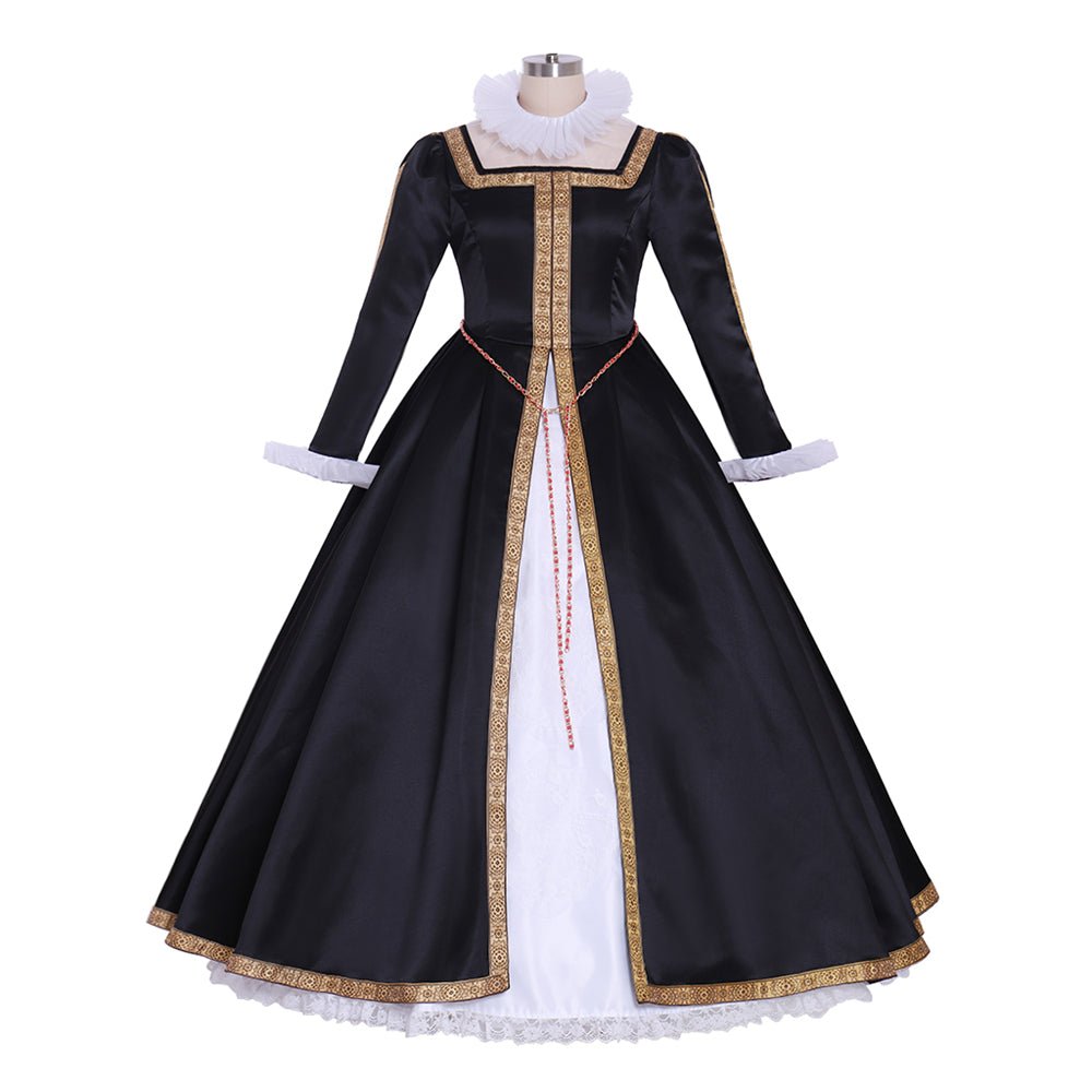 Tudor Königin Elizabeth Cosplay Kostüm | Schwarz-Weiß Frauen Tudor Ballkleid für historische Veranstaltungen