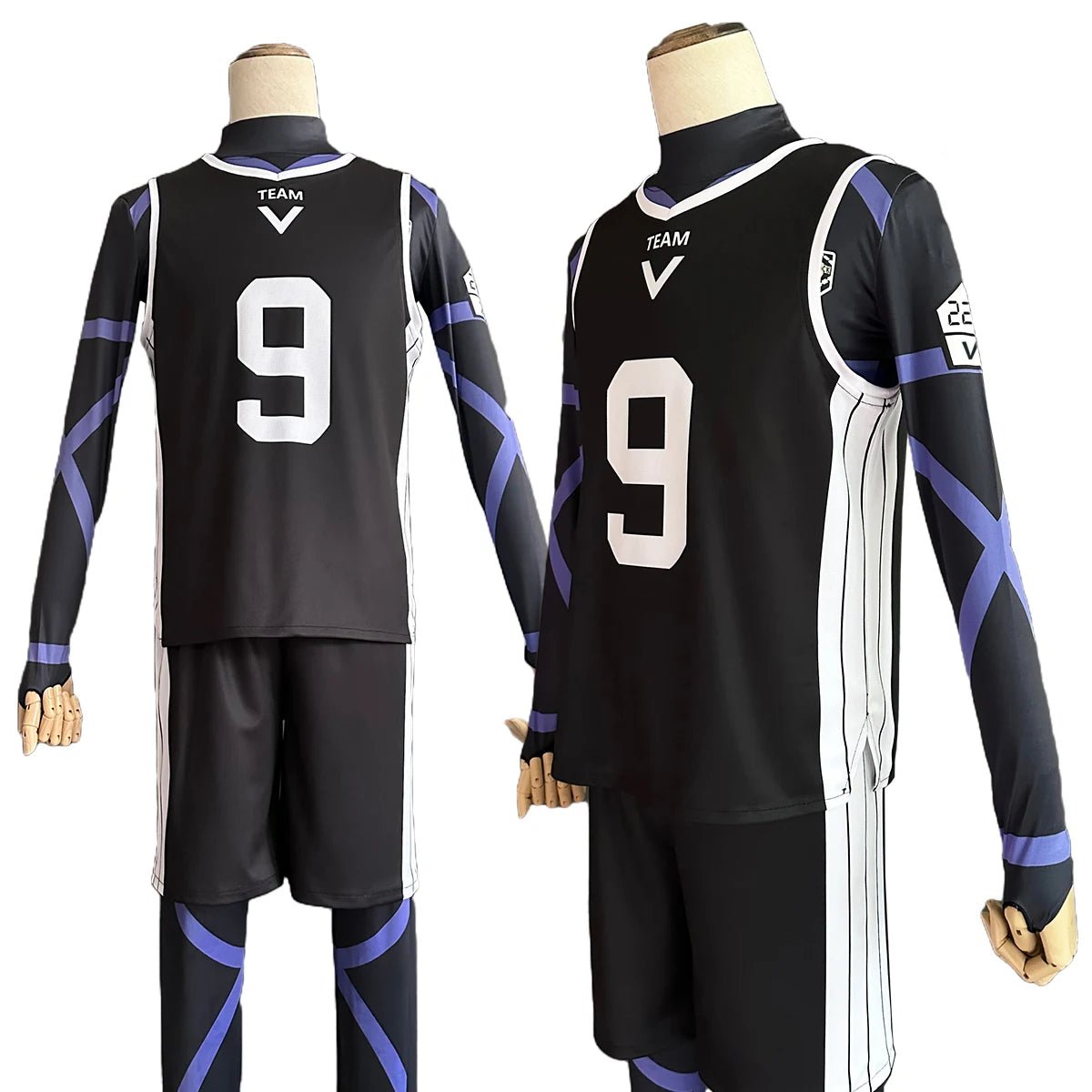 Blue Lock Anime Reo Mikage Nagi Cosplay Kostüm Perücke Schwarz Jersey Fußball Trainingsanzug Rose Net Synthetik