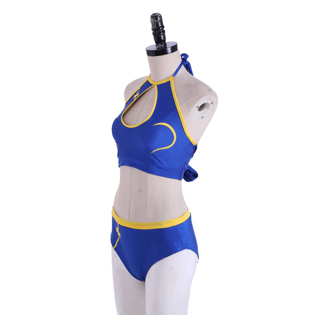 Chun-Li Cosplay Kostüm | Blaues Sexy Kampfoutfit | Street Fighter Chun-Li Crop Top & Shorts Set