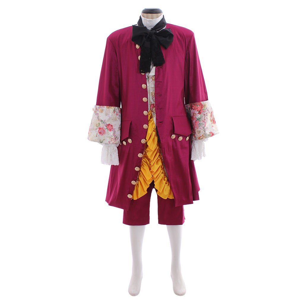 Lila Rotes Rokoko Barock Herrenkostüm | Elegantes Cosplay Outfit für Hochzeiten & Partys