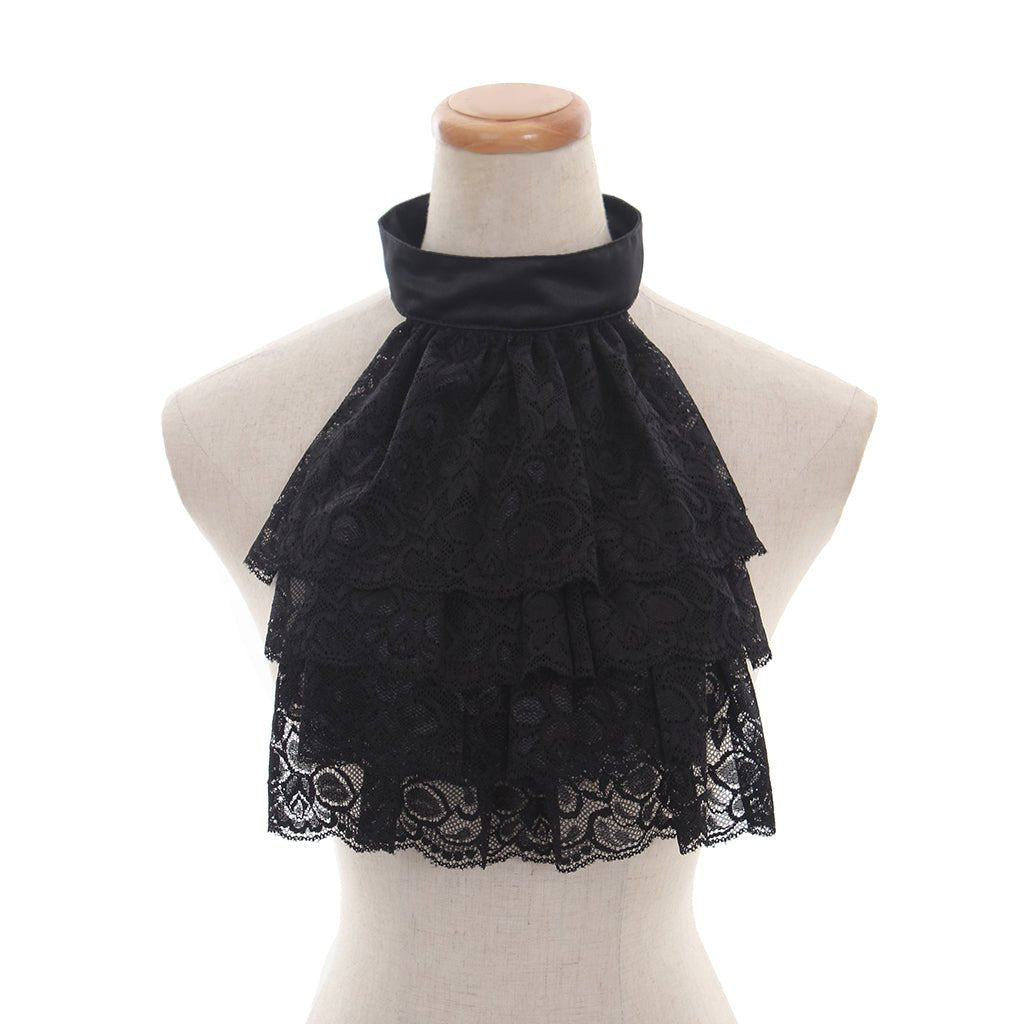 Viktorianischer schwarzer Spitzenkragen und Manschetten | Gothic Cosplay Zubehör für Anime & historische Mode