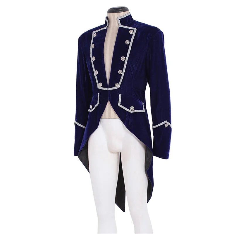 Männer Viktorianischer Gothic Steampunk Schwanzrock - Mittelalter Halloween Cosplay Trench Frack Mantel | Silberkönig