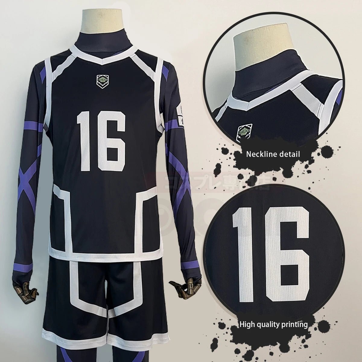 Blue Lock Saison 2 Anime Bachira Cosplay Kostüm Perücke NO.16 Trainingsjersey 4-teilig Fußballuniform Tägliche Tracht Cos Geschenk