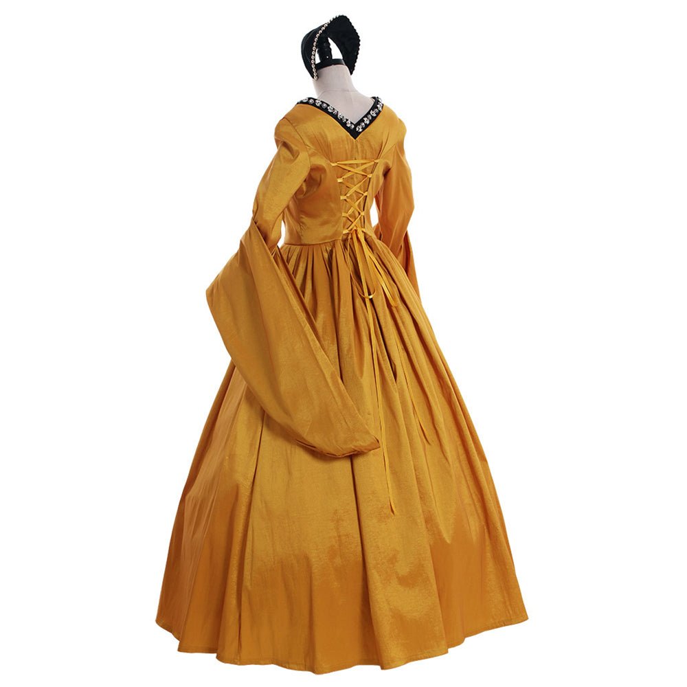 Mittelalterliches Kleid Cosplay Königin Anne Boleyn Braunes Renaissance Faire Tudor Hof Kostüm