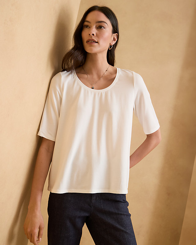 EILEEN FISHER Stretch TENCEL™ Jersey Swing Top