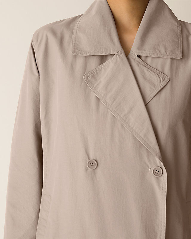 EILEEN FISHER Organic-Cotton & Recycled-Nylon Short Swing Trench Coat