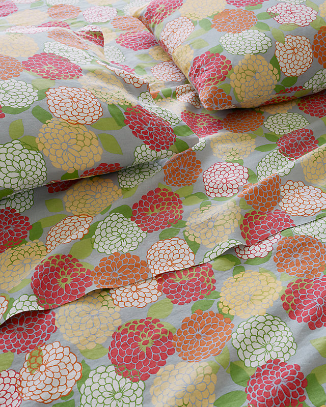 Zinnia Floral Relaxed-Linen Sheets