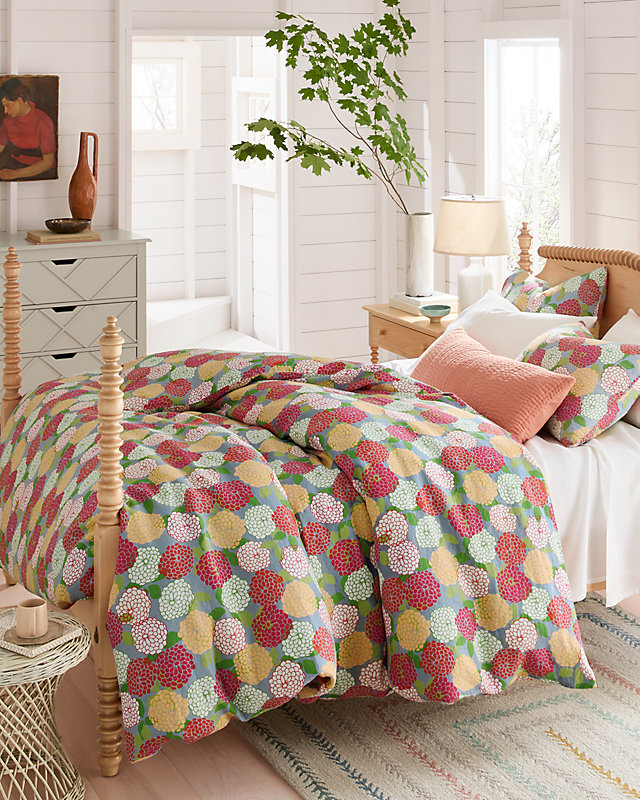 Zinnia Floral Relaxed-Linen Duvet Cover