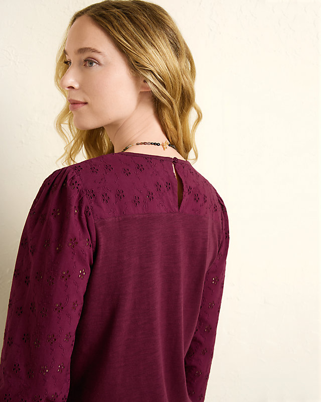 Mixed-Media Long-Sleeve Top