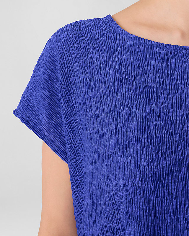 EILEEN FISHER Woven Plisse Cap-Sleeve Dress