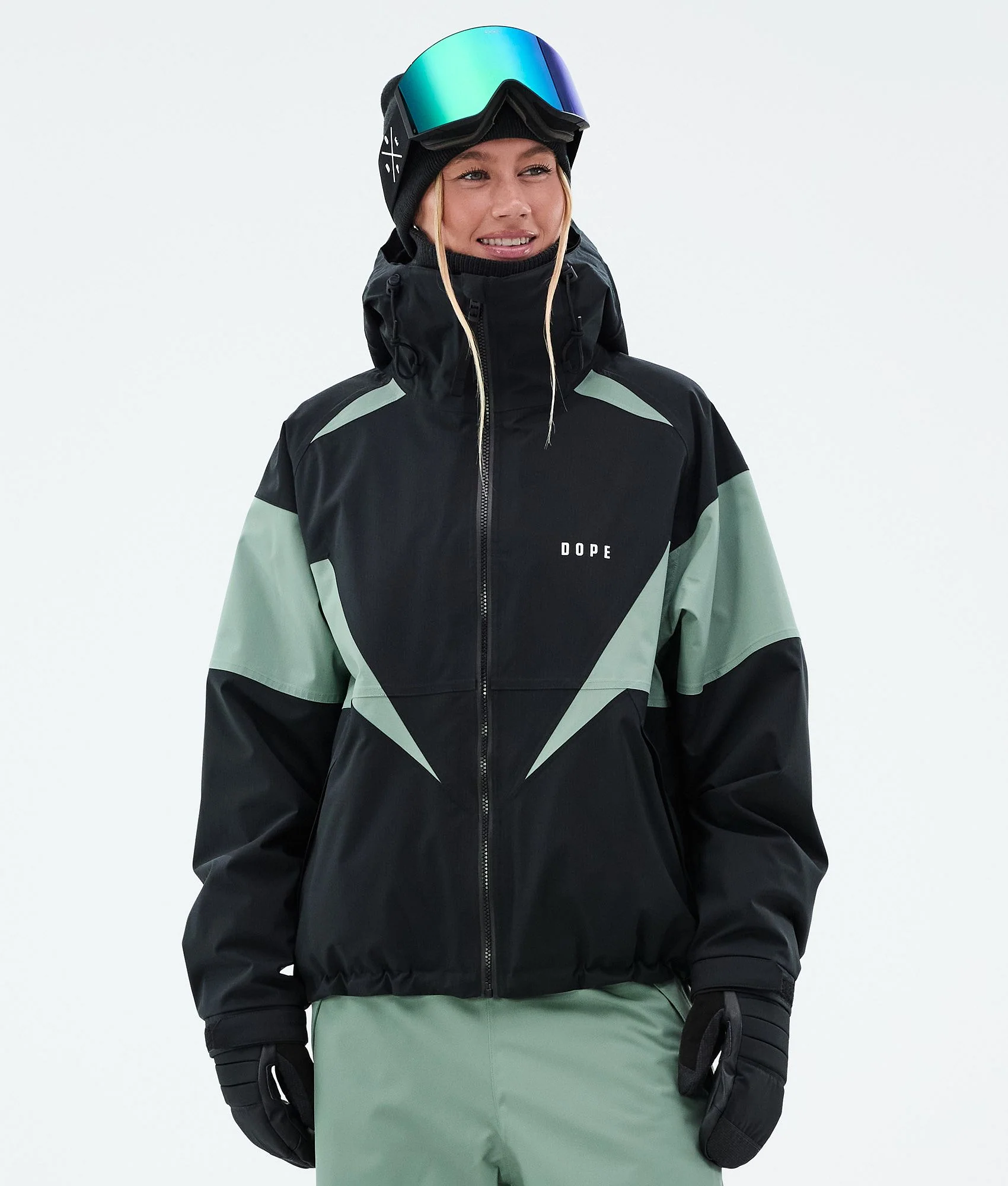 Snowboard Jacket Women Spike Black/Faded Green