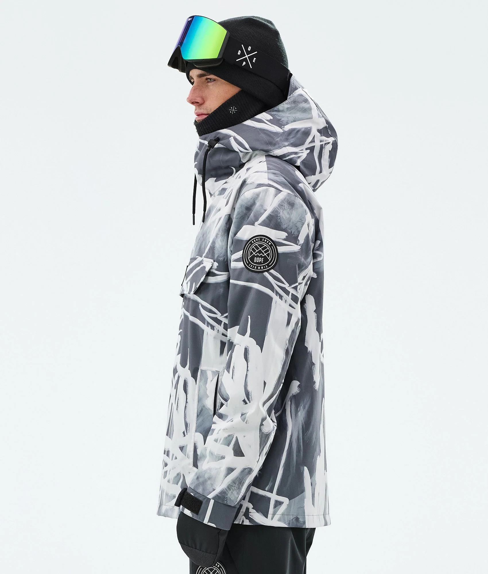 Snowboard Jacket Men Scribble Black