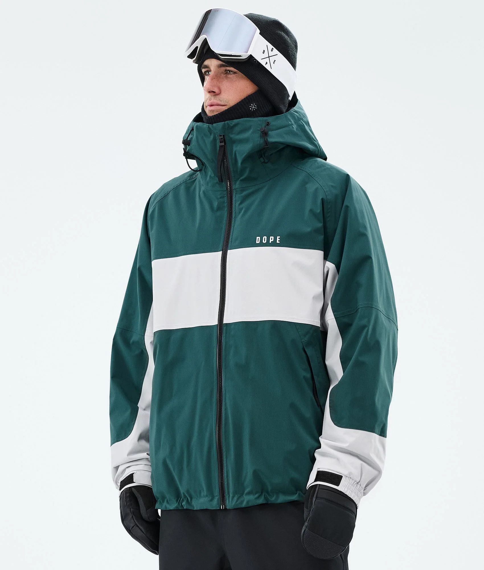 Snowboard Jacket Men Stripe Bottle Green/Light Grey
