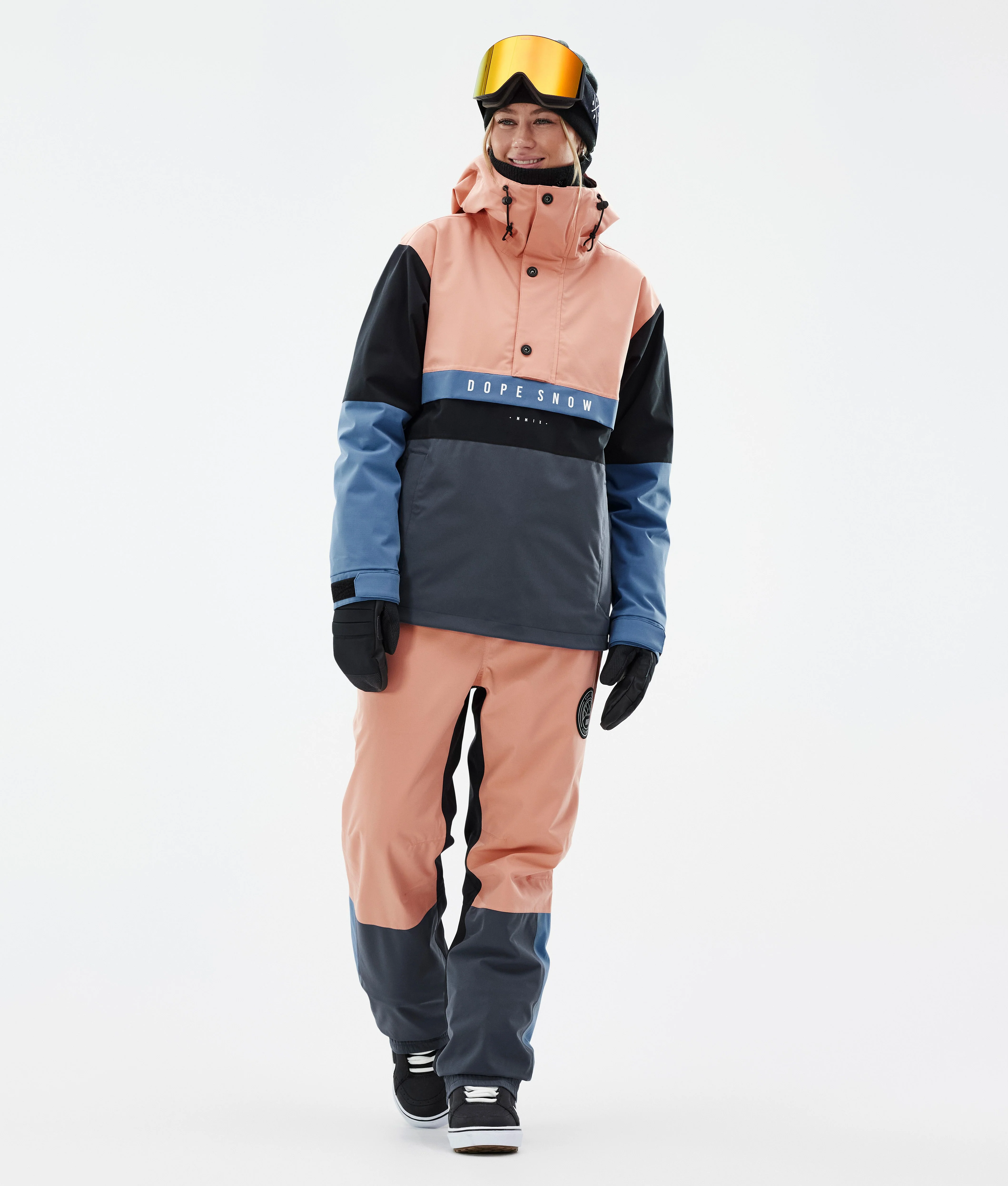Snowboard Jacket Women Faded Peach/Blue Steel/Black/Metal Blue