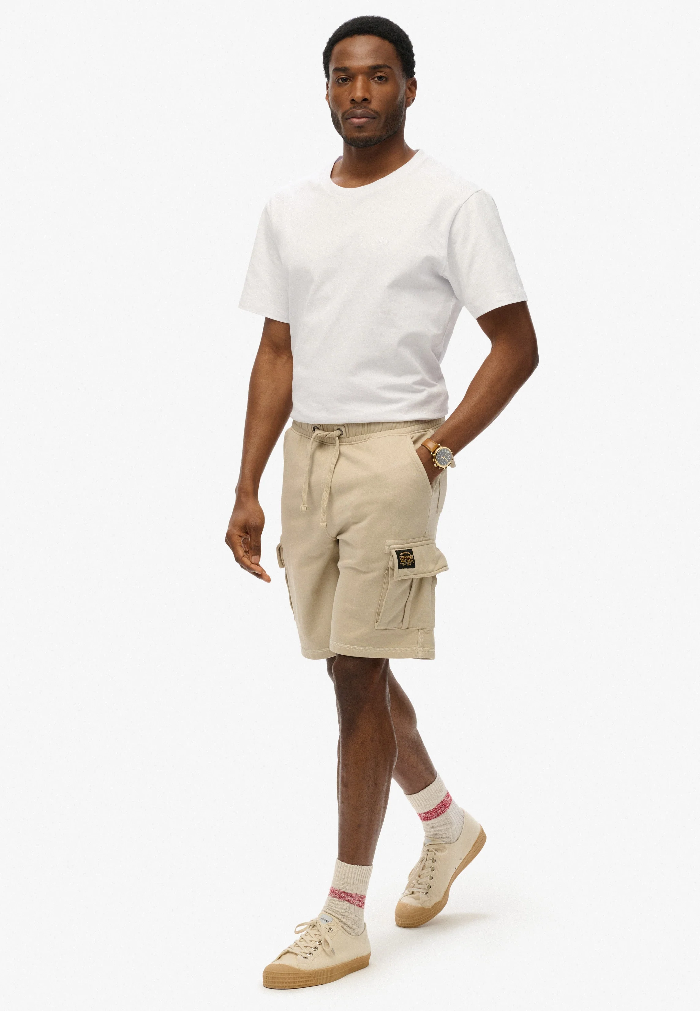 Contrast Stitch Cargo Shorts