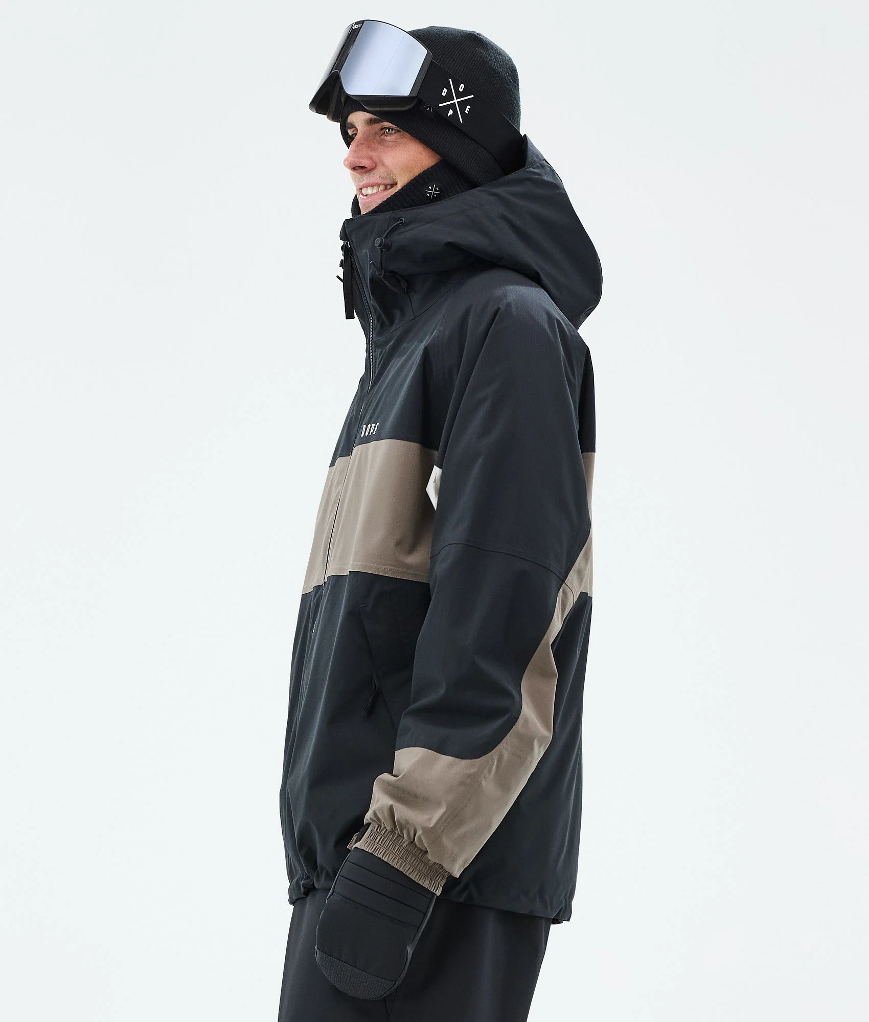 Snowboard Jacket Men Stripe Black/Walnut