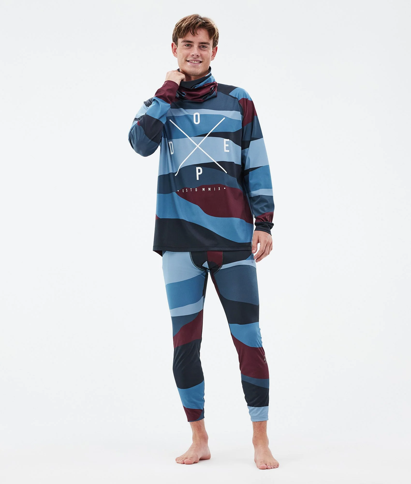 Base Layer Top Men 2X-Up Shards Burgundy Blue