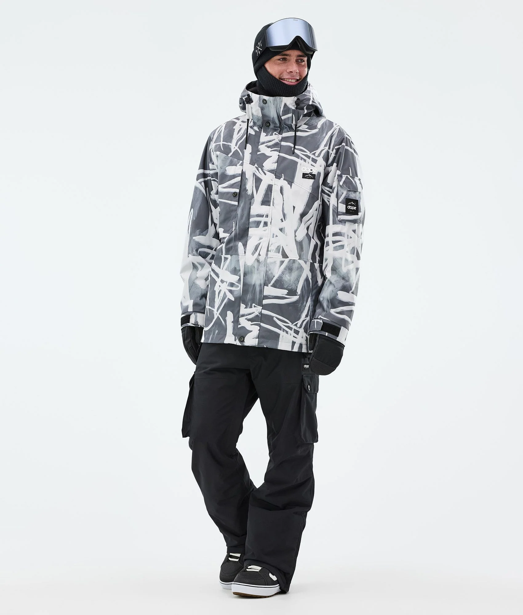 Snowboard Jacket Men Scribble Black