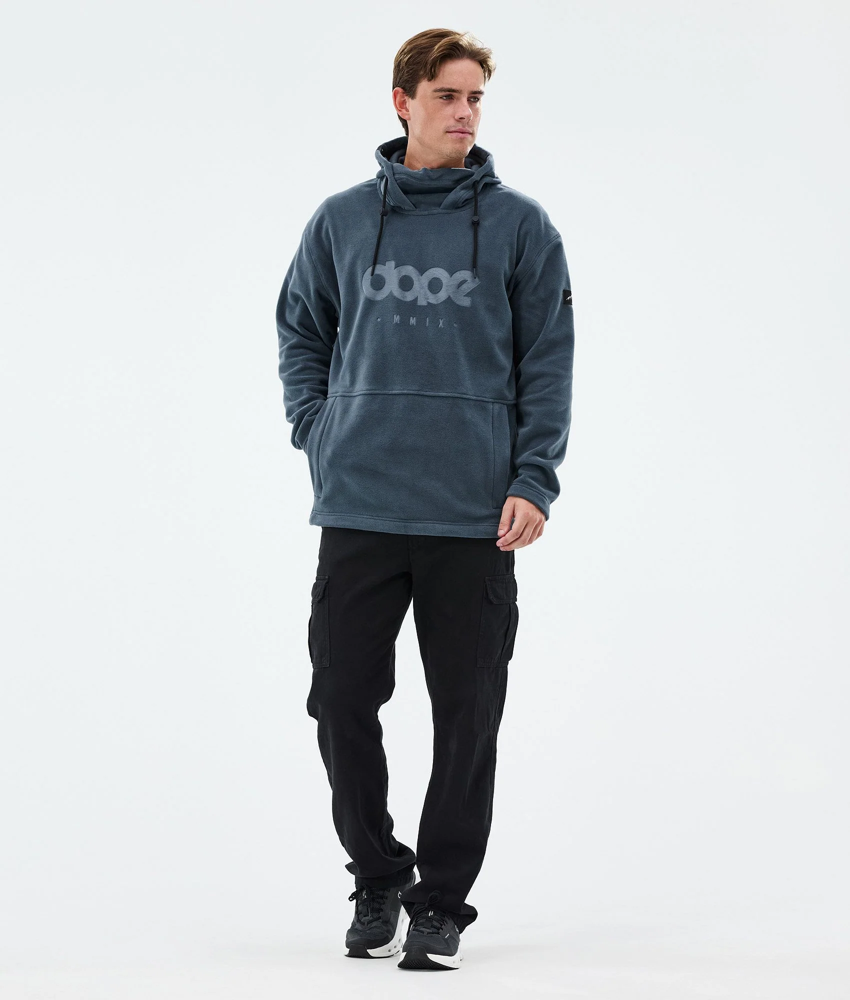 Fleece Hoodie Men Metal Blue