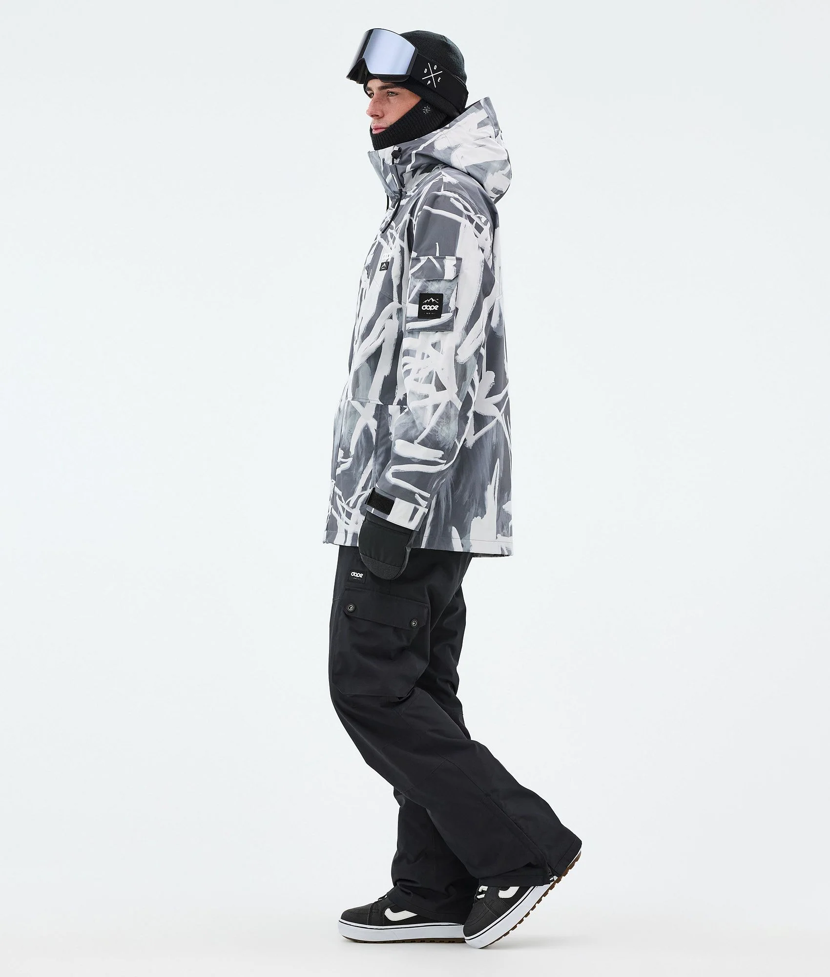 Snowboard Jacket Men Scribble Black