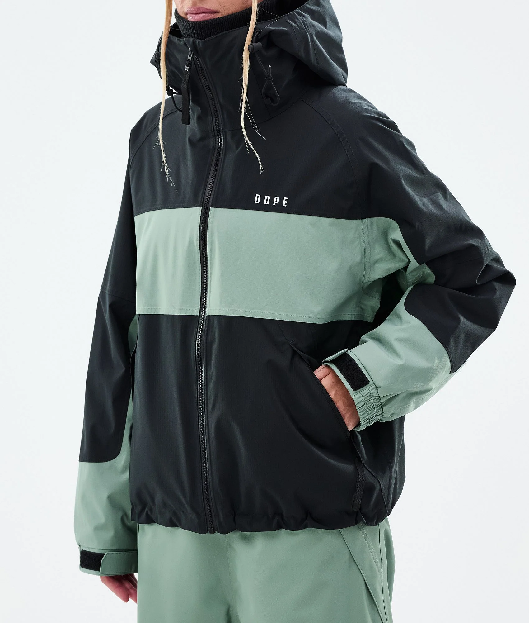 Snowboard Jacket Women Stripe Black/Faded Green