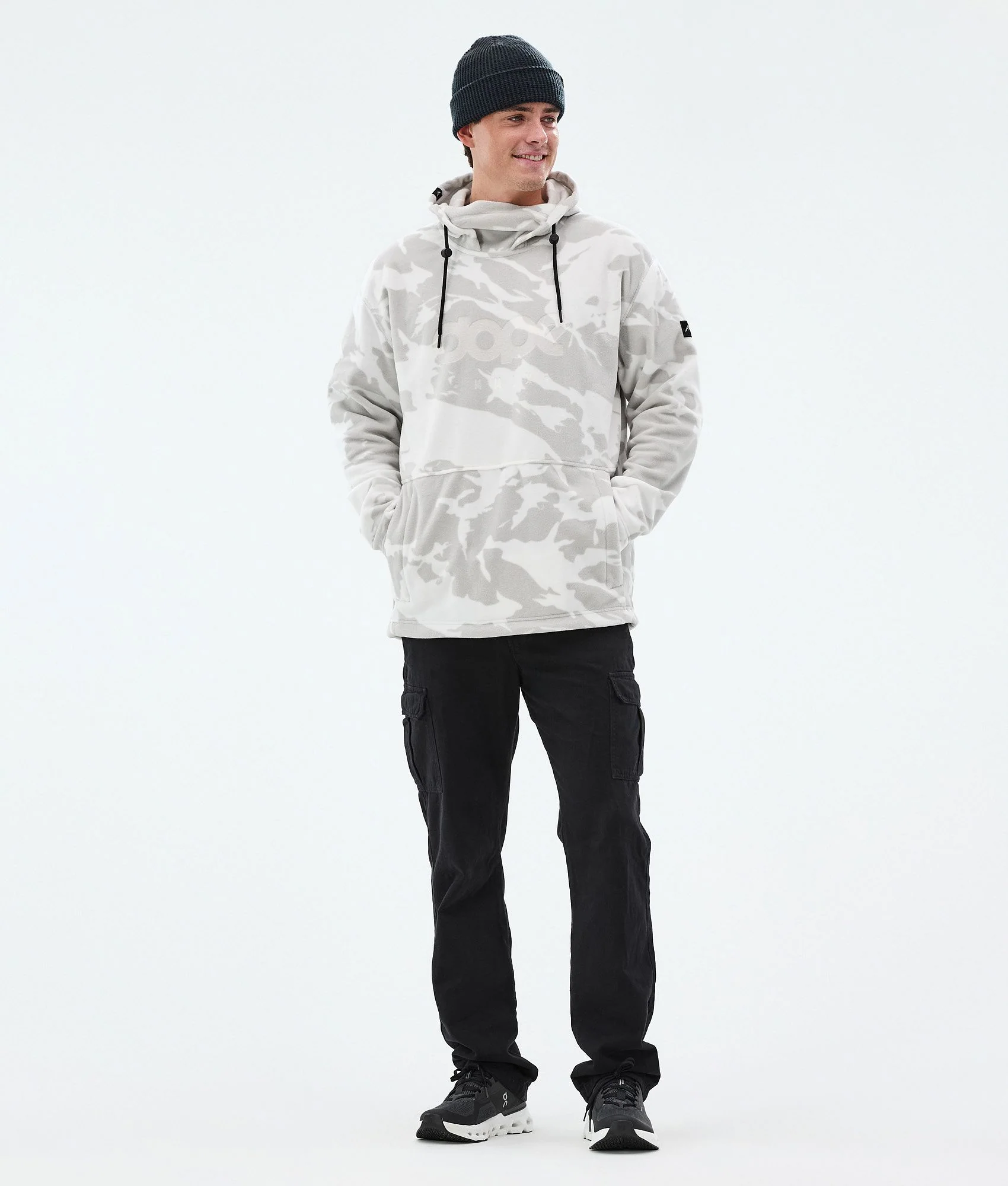 Fleece Hoodie Men Grey Camo