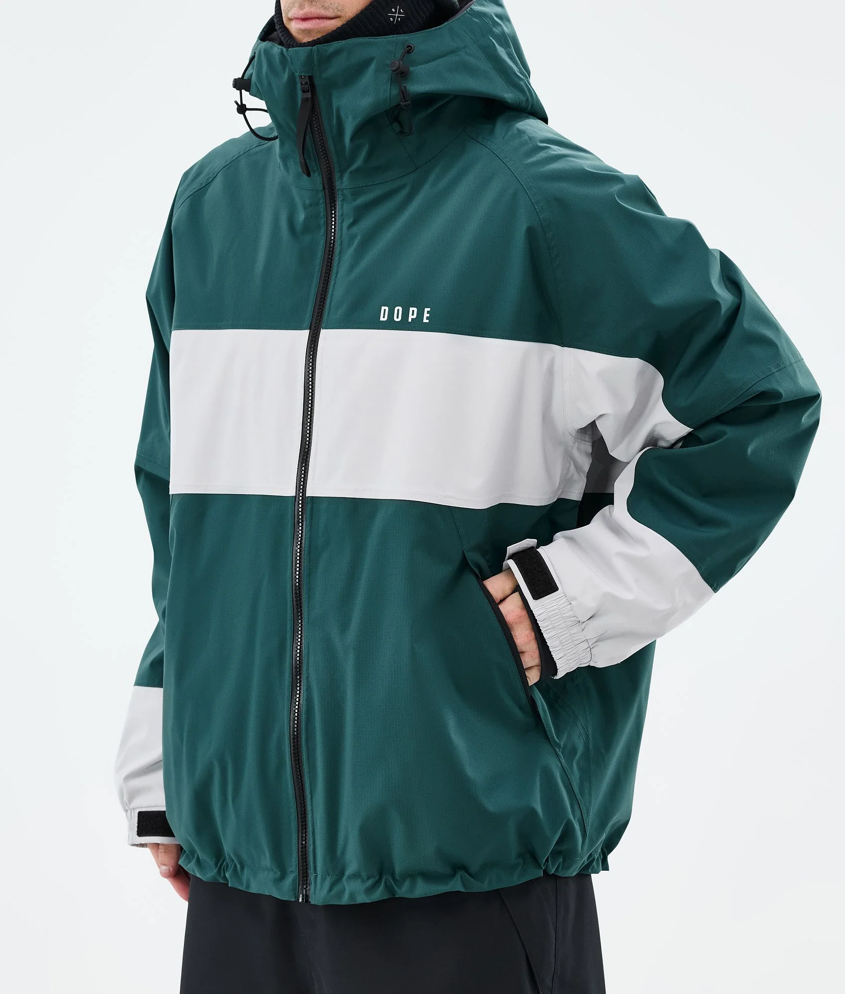 Snowboard Jacket Men Stripe Bottle Green/Light Grey