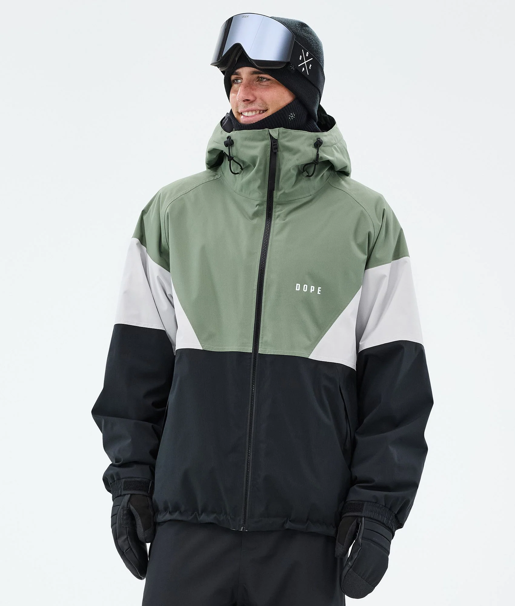 Snowboard Jacket Men Sport Moss Green/Light Grey/Black
