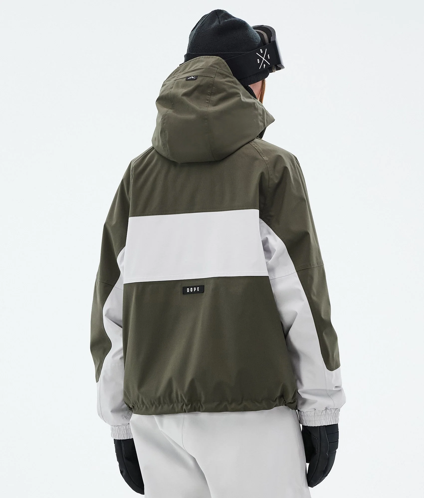 Snowboard Jacket Women Stripe Olive Green/Light Grey