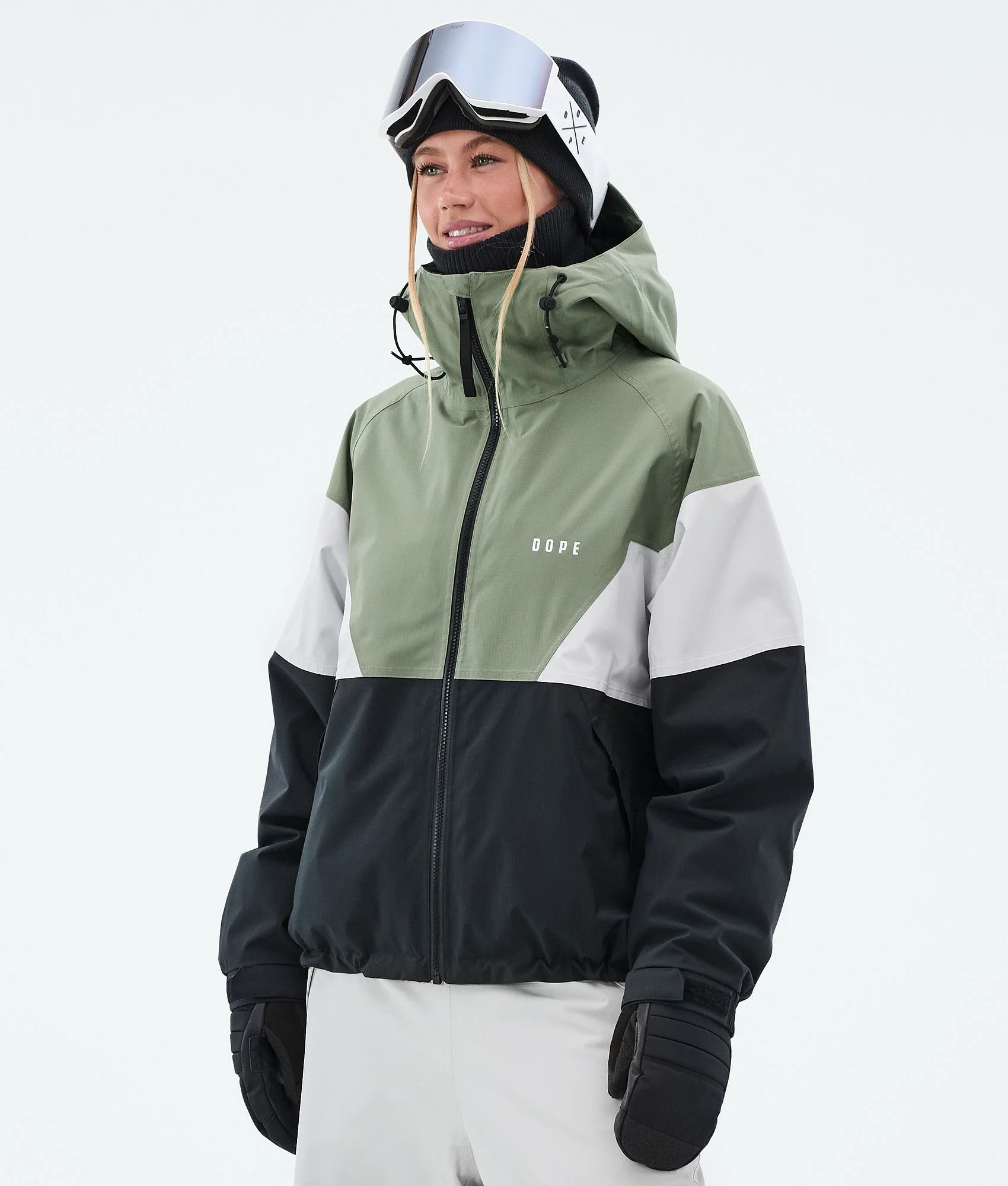 Snowboard Jacket Women Sport Moss Green/Light Grey/Black