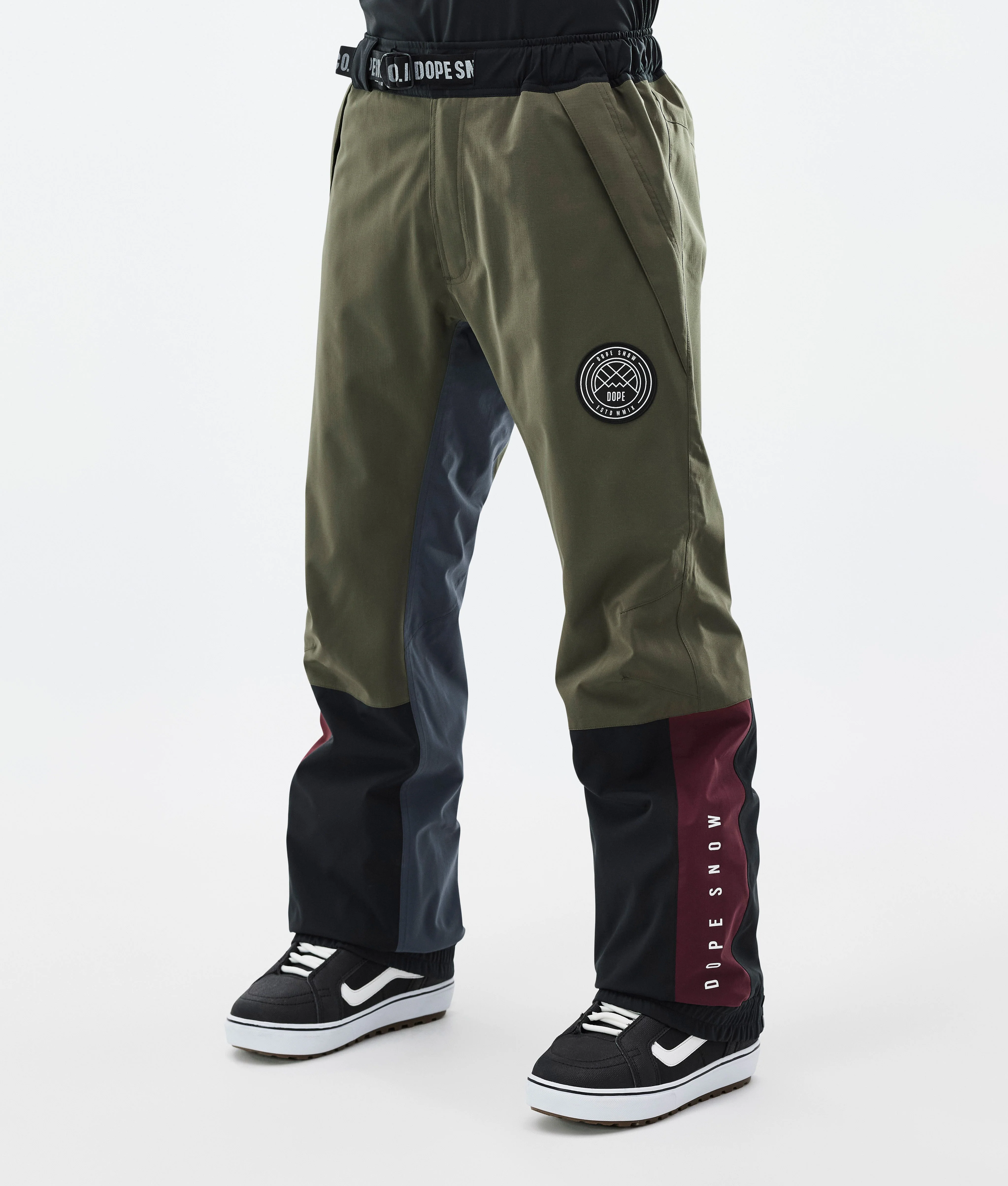 Snowboard Pants Men OIive Green/Burgundy/Metal Blue/Black
