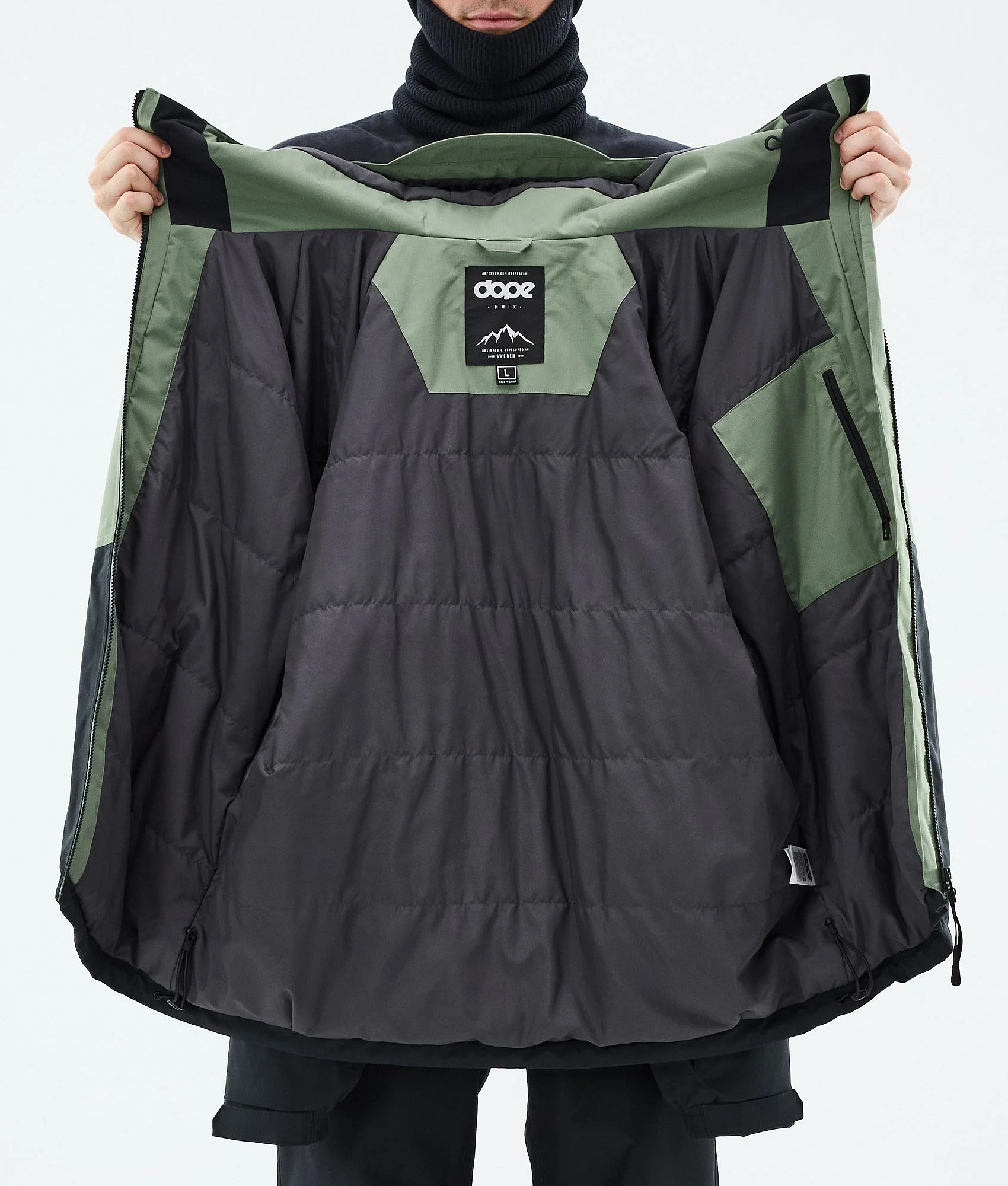 Snowboard Jacket Men Sport Moss Green/Light Grey/Black