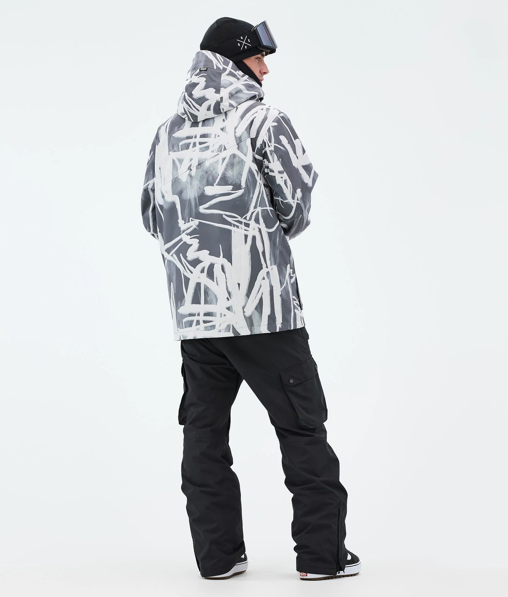 Snowboard Jacket Men Scribble Black
