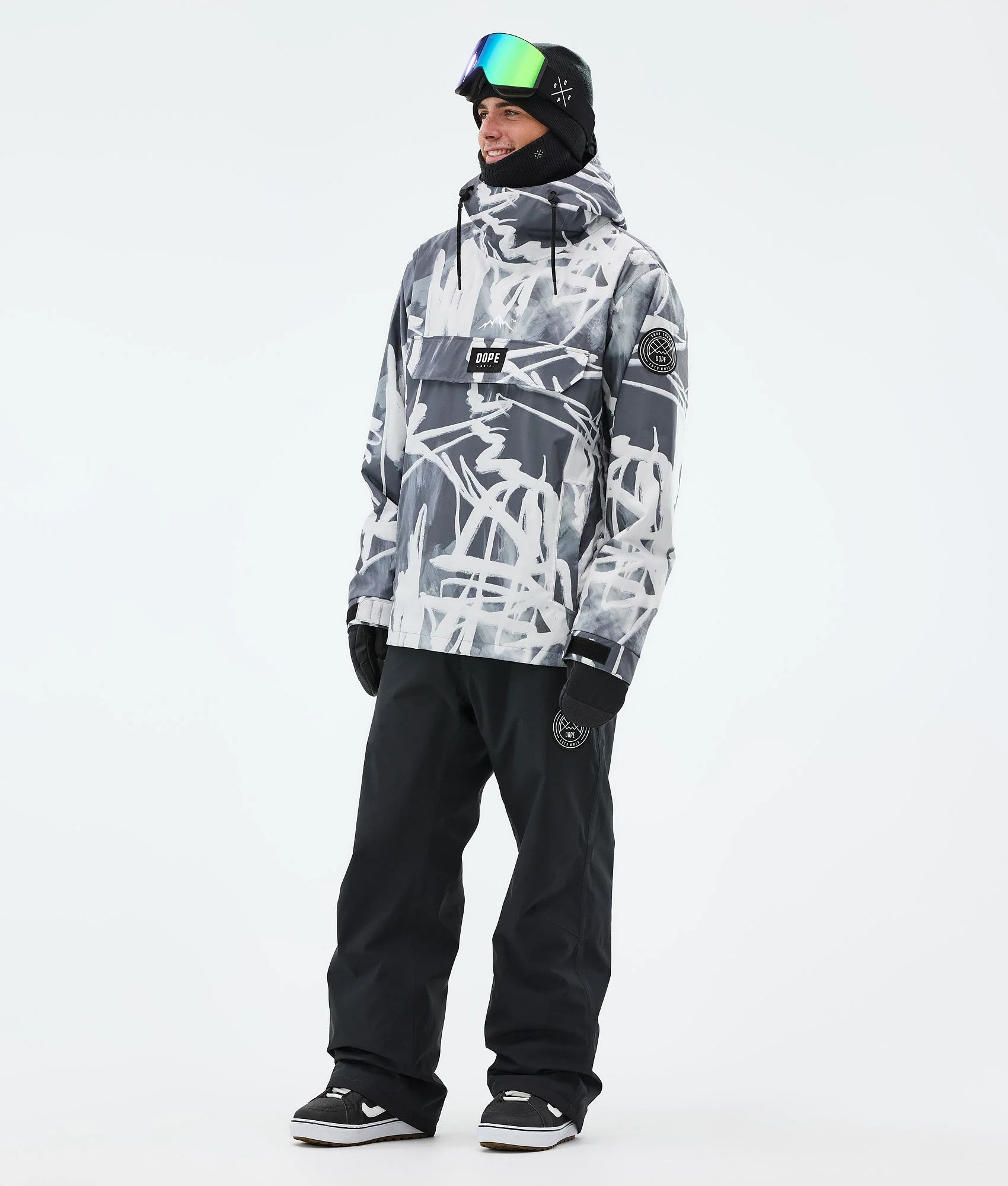 Snowboard Jacket Men Scribble Black