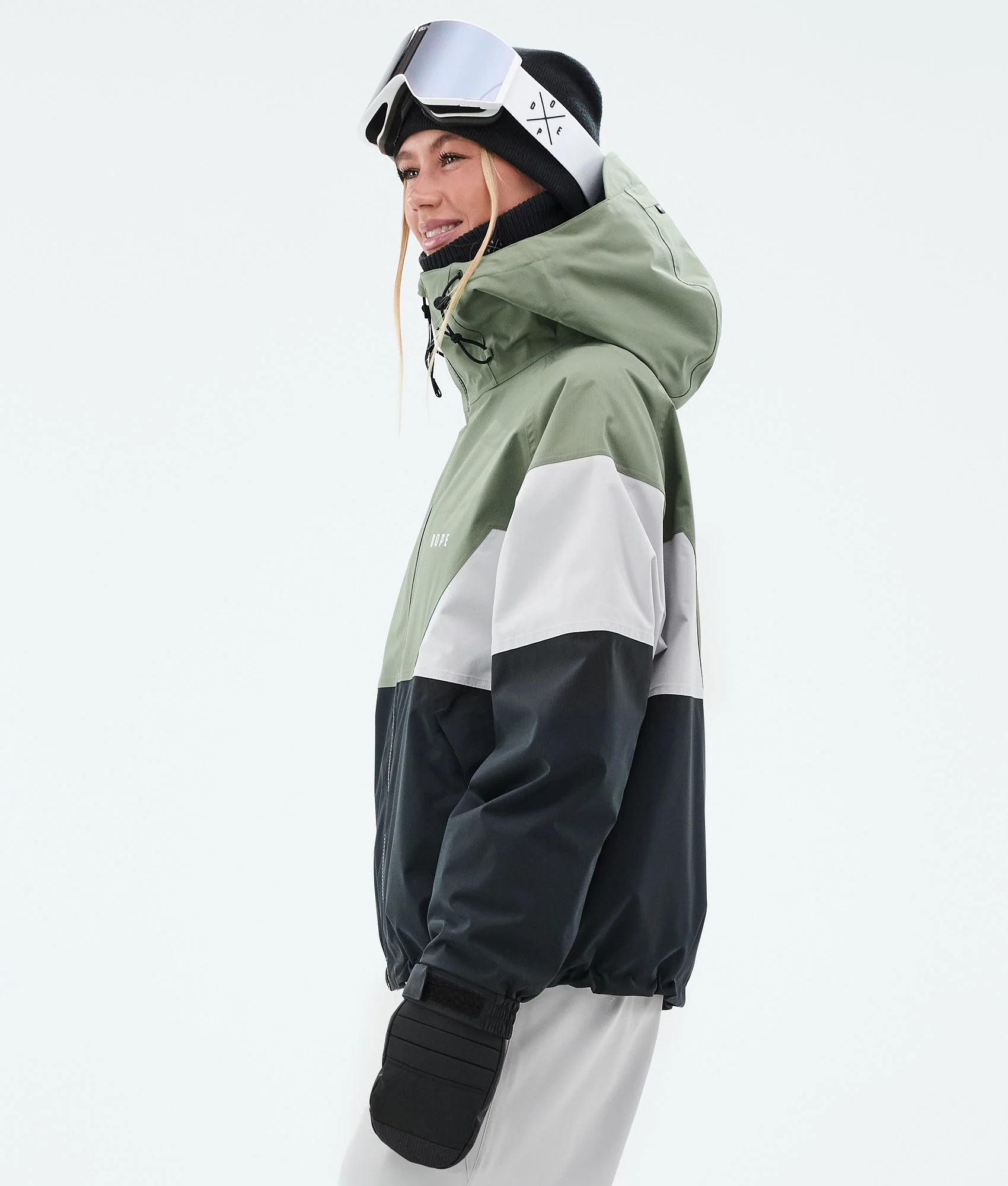 Snowboard Jacket Women Sport Moss Green/Light Grey/Black