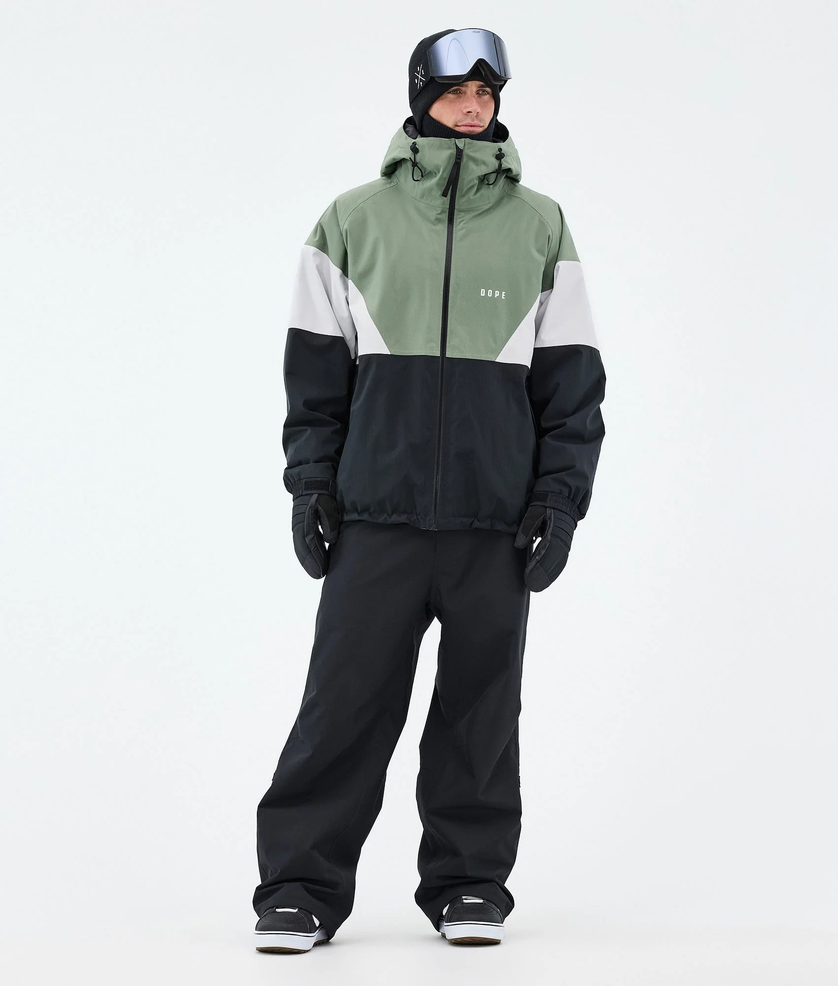 Snowboard Jacket Men Sport Moss Green/Light Grey/Black